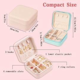 UZSUZZ Travel Jewellery Box, 2pcs Jewellery Box for Women, Mini Portable Jewelry Box Organiser, Small Travel Jewellery Storage Case for Bracelets, Earrings, Rings Gift for Girls
