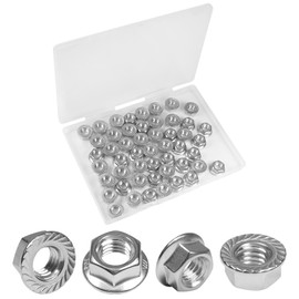 Yinpecly 3/8-16 Serrated Flange Hex Nuts,3/8" Hexagon Flange Nuts,UNC Nuts Fasteners, 304 Stainless Steel,Full Thread, Hex Drive, Replacement Nut for Industrial Construction Fasteners, 50 Pack