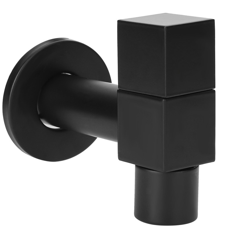 G1/2 Thread Black Copper Faucet Wall Mounted Single Cold Water