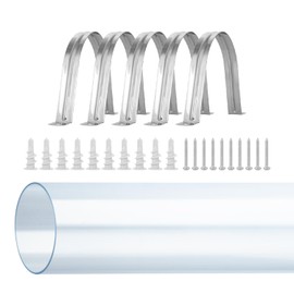 POWERTEC Clear PVC Pipe 2-1/2" x 36" Long, 1PK Plastic Tubing & 5PK Stainless Steel Pipe Straps w/Drywall Anchors & Screws Compatible w/Dust Collection Fittings - Hose for Woodworking Tools (70397)