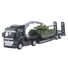 Flatbed Trailer Toy Simulation Detachable Collectible Military Trailer Tank Model for Boys Green