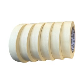 REQUISITE NEEDS Pack of 6 Masking Tape, 24mm Wide, 50 Metre Rolls, Ideal for Painters, Decorators Professional & DIY Use, Painting Walls, Packaging, Crafts & more