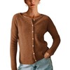 Lviefent Women Knit Cardigans Lightweight Casual Crew Neck Button Down
