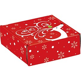 Rustic Pearl Collection Christmas Cookie Boxes/Christmas Mailing Boxes - SET of 6 Small Square Boxes for Treats, Favors, Gifts - Red & White Reindeer