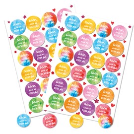Sayings Stickers, Set of 48: Round Stickers with Sayings, Round Stickers, Saying Schön Dass Es Dich Gibt, Gift Sticker Sayings, for Sticking, Adults and Children, Friendship Gift, Diameter 4 cm