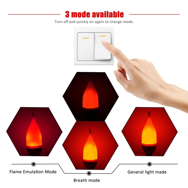 Bestview LED Flame Effect Light Bulbs,3 Modes Flickering Light Bulbs,
