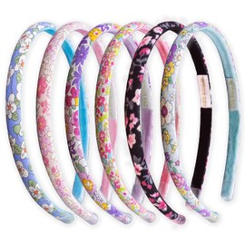 FROG SAC 6 Headbands for Girls - Thin Head Bands for Kids, Toddler Hair Band Accessories, Glitter Mermaid Floral Hairbands, Easter Basket Stocking Stuffers (Pink,Purple,Blue,Black,White)