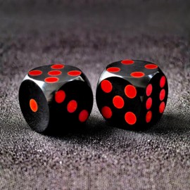 Bescon Professional Precision Dice Round Corner 9/16" (14.3mm) with Colorful Dots, Colored Dots Precision Backgammon Dice 14.3MM (Black Dice with red dots)
