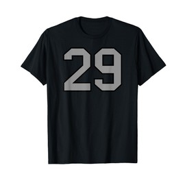 Number #29 Sports Team Black Silver Varsity Number T-Shirt