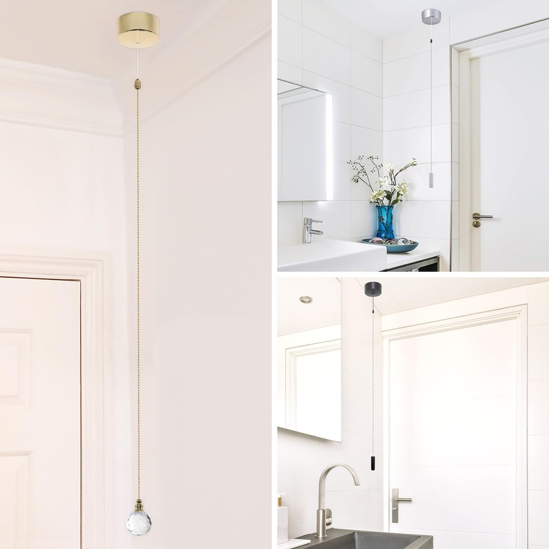 ElekTek Premium Matt Black Bathroom Light Pull Cord Switch Kit