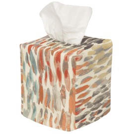 Funda de tela para caja de pañuelos, funda para pañuelos, se desliza sobre cubos cuadrados, cajas de cartón faciales, decoración de baño moderna, color café, computadora, recámara, fabricado en