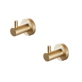 Gudetap Bathroom Towel Hook 2pack Modern Brushed Gold Towel Robe Wall Mount SUS304 Stainless Steel Bathroom Accessories GTA20802BG
