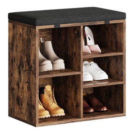 dainslef Shoe Bench with Cushion Padded Seat, Entryway Shoes Storage, Space-Saving Cubby Organizer, 20x12x21 Inch Storage Ottoman for Small Spaces, Hallways, Dorms, and Apartments