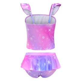Akokvlar Two Pieces Swimsuit Mermaid Bikinis Tankini Bathing Suit for Little Girls (6 Years, Violet Unicorn)