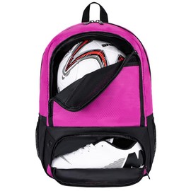 Himal Outdoors Soccer Backpack,Soccer Bag with Ball Holder, Water resistant Sport Equipment Bags Fit Basketball Volleyball Football - Color: rose red