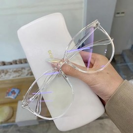 Jawyem Computer Goggle Ultra Light Frame Blue Light ProtectionAnti-Blue Light Glasses for Women Men Vintage Transparent Polygon Eyewear (white)