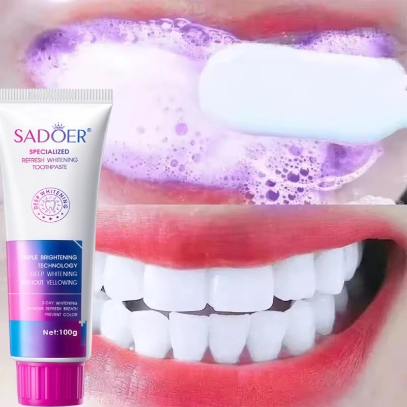 SADOER Purple Toothpaste for Teeth Whitening - Tooth Stain Removal,Purple