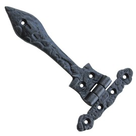 Armory Replicas Renaissance Old English Leaf Forged Iron Hinge - Handcrafted Black Iron Antique-Style Hardware for Doors, Gates, Chests, and Restoration Projects