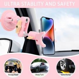 Suction Cup Holder Phone Mount Car 360° Rotating,Universal Ball Head Arm for Phone Car Holder Video Recording Vlog Ballhead Magic Arm Cell Phone for Car Dashboard Windshield Vehicle Sunroof (1pc*Pink)