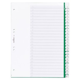 Durable 622405 Blank Index File with Sealed Tabs and 25 Insert Labels for A4 Sheets - Green