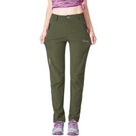 Rdruko Women's Hiking Pants Lightweight Quick Dry Water Resistant Outdoor Travel Pants with Pockets(Green, US XL)