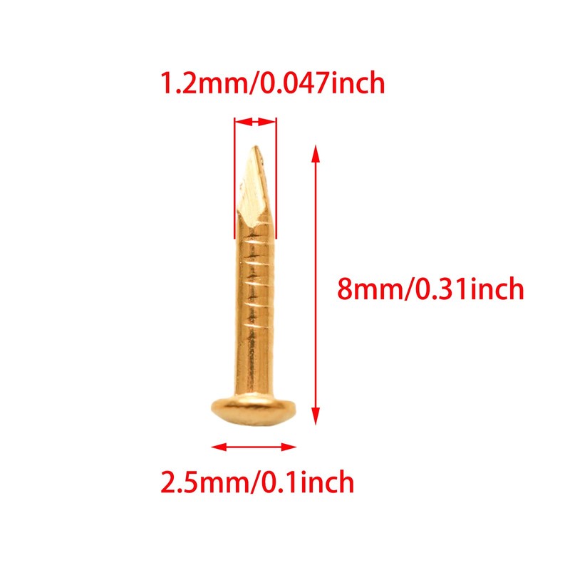 Pocoxll 100 Pcs Tiny Brass Nails, Decorative Wooden Nails for
