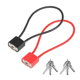 2 Pcs Outdoor Long Padlock with Keys, Wheelie Bin Locks, Cable Lock for Cabinets, Gates, Bicycles, Motorcycles, Suitcases, Suitcases, Fitness Cabinet(Black and Red)