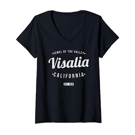 Womens Visalia California Retro Vintage Souvenir CA Visalia V-Neck T-Shirt