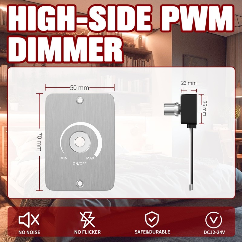 Doright 12V LED Dimmer Switch,RV Light Switch,12V 5A 60W Low