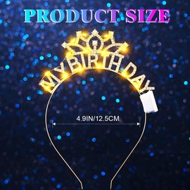 Zoestar Happy Birthday Crown Headband Rhinestone My Birthday Theme Party Hair Accessories Women (Gold, One Size)