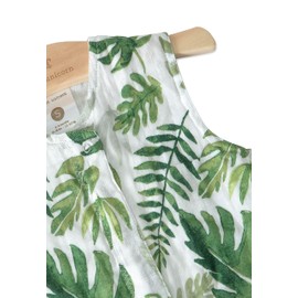 Little Unicorn – Tropical Leaf Cotton Muslin Sleep Bag | 100% Cotton | Super Soft and Lightweight | Baby | Size Medium: 6-12 Months | Machine Washable | 1.1 TOG