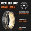 Gentlemen's Bands 8mm Black Hammered Tungsten Men’s Wedding Band With