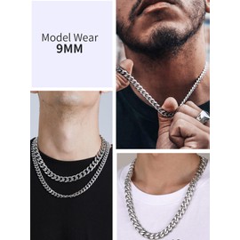 Mens Chain Silver Necklace Chain Cuban Chain Necklace Men Necklace