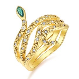 KINGWHYTE Finger Ring 925 Sterling Silver Vintage Snake Ring Retro Serpent Gold Ladies Rings Vintage Jewellery Snake Gift for Women Girls Men