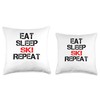 Eat Sleep Ski Repeat Winter Mountains Skiing Lodge Slopes Throw
