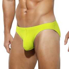 Arjen Kroos Men's Bikini Swimwear Push Up Swim Underwear Breathable Beach Swimsuit Yellow XX-Large