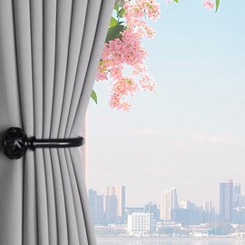 Meplait 2 Pack Curtain Holdbacks, Coin Lantern Curtain Holdbacks Curtain Tie Backs Hooks Wall Mounted Curtain Tiebacks Curtain Holders for Drapes (Black)