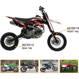 FVRITO 60/100-14 2.50-14 + 80/100-12 3.00-12 Tire and Inner Tube for 90cc 110cc 125cc SSR CRF XR70 CR60R KLX110 KX60 DRZ DS80 JR80 PW80 TTR90 YZ60 65SX Off Road Motocross Pit Dirt Bike