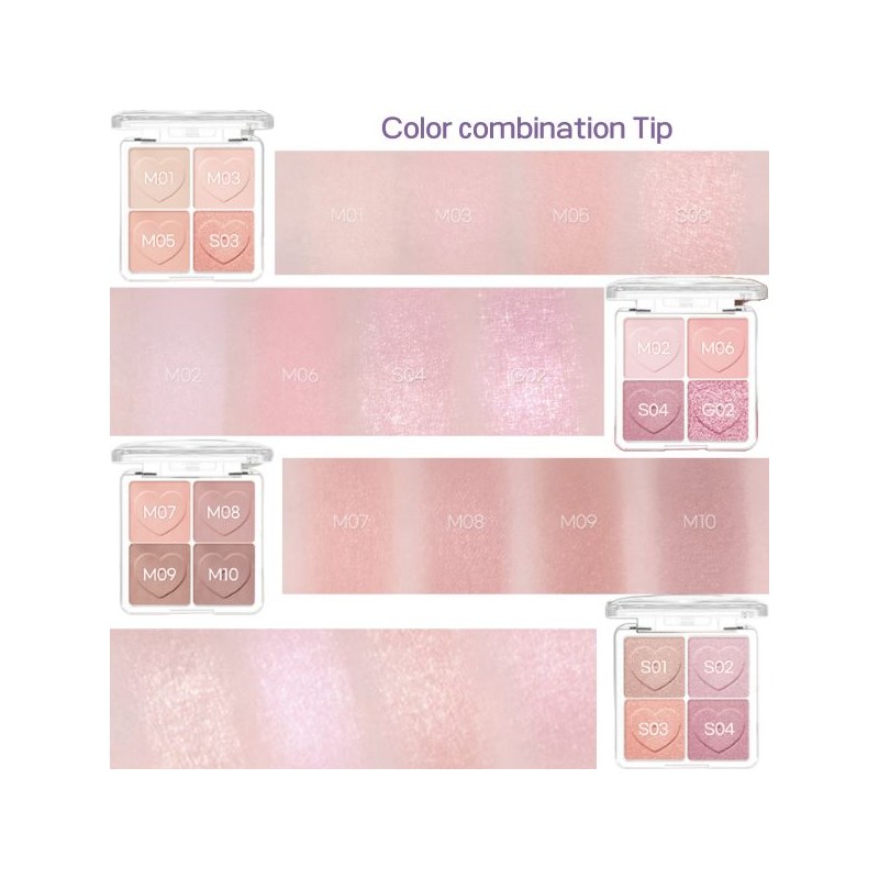 PERIPERA Heart Pocket Single Shadow 4colors & Shadow Case Set