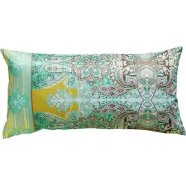 Erwin Müller Maco Satin Cushion Cover 40 x 80 cm Green/Yellow