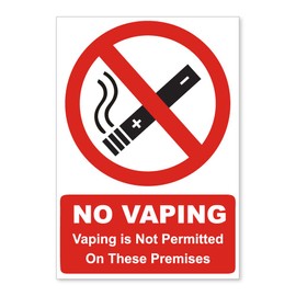 Pack of Two NO VAPING ON THESE PREMISES VINYL STICKER SIGN 165mm by 115mm Each