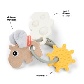 Done by Deer Happy Clouds Sensory Activity Ring Colour Mix - Sensory Teething Ring Stimulates All Senses of Baby with Different Textures, Colours and Shapes - Baby Toy from 3 Months