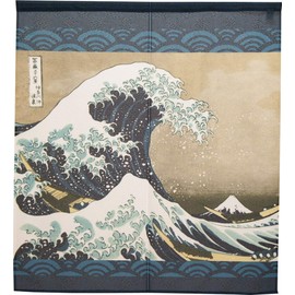 Noren Workshop 91290 Noren Katsushika Hokusai Wave Off Kanagawa Japanese Style Japanese Painting Tapestry Poster Blindfold Room Divider Approx. 33.5 x 35.4 inches (85 cm) x Approx. 35.4 inches (90 cm)