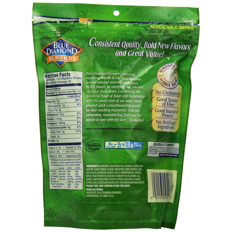 Blue Diamond Almonds Bold Wasabi & Soy Sauce, Value Pack,