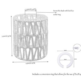 3 Pack Rattan Lamp Shade Small Boho Shades Replacement Pendant Sconce Shade Ceiling Fan Light Covers Cylinder Woven White Lampshade for Pendant Light Floor Lamps Chandelier Wall Sconces