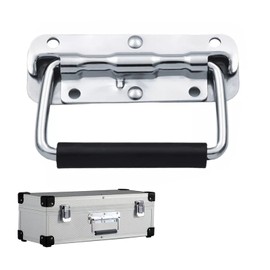 TUKNN Folding Handle, Spring Loaded Carry Handle, Folding Handle, Stainless Steel Hardware, Box Handle Spring Foldable, with Insulated Rubber Handle Cover, for Speaker Boxes, Tool Boxes, Furniture