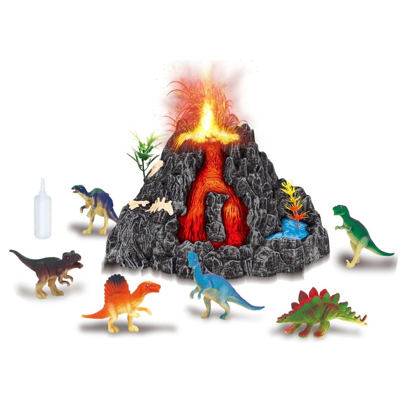 Volcano Educational Playset Toy with Dinosaur Figures for Kids 3