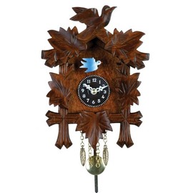 River City Clocks Quartz Novelty Clock - Five Leaves & One Bird with Moving Blue Bird - 7 Inches Tall - Model # 2130Q-07