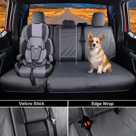 Coverado Rear Bench Car Seat Covers, Waterproof Oxford Gray Seat Cover for Car Seat Protector for Kids & Dogs, Seat Covers Compatible with 2015-2024 Ford F150 & 2017-2024 Ford F250 F350 F450, Gray
