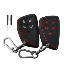 QBUC 2 Pcs Key Fob Cover for Chevy,5 Buttons Silicone for GMC Key Fob Cover,Fit for 2022 2023 2024 2025 Chevy Silverado 1500 GMC Sierra 1500, 2024 2025 Silverado Sierra 2500HD 3500HD with Keychain